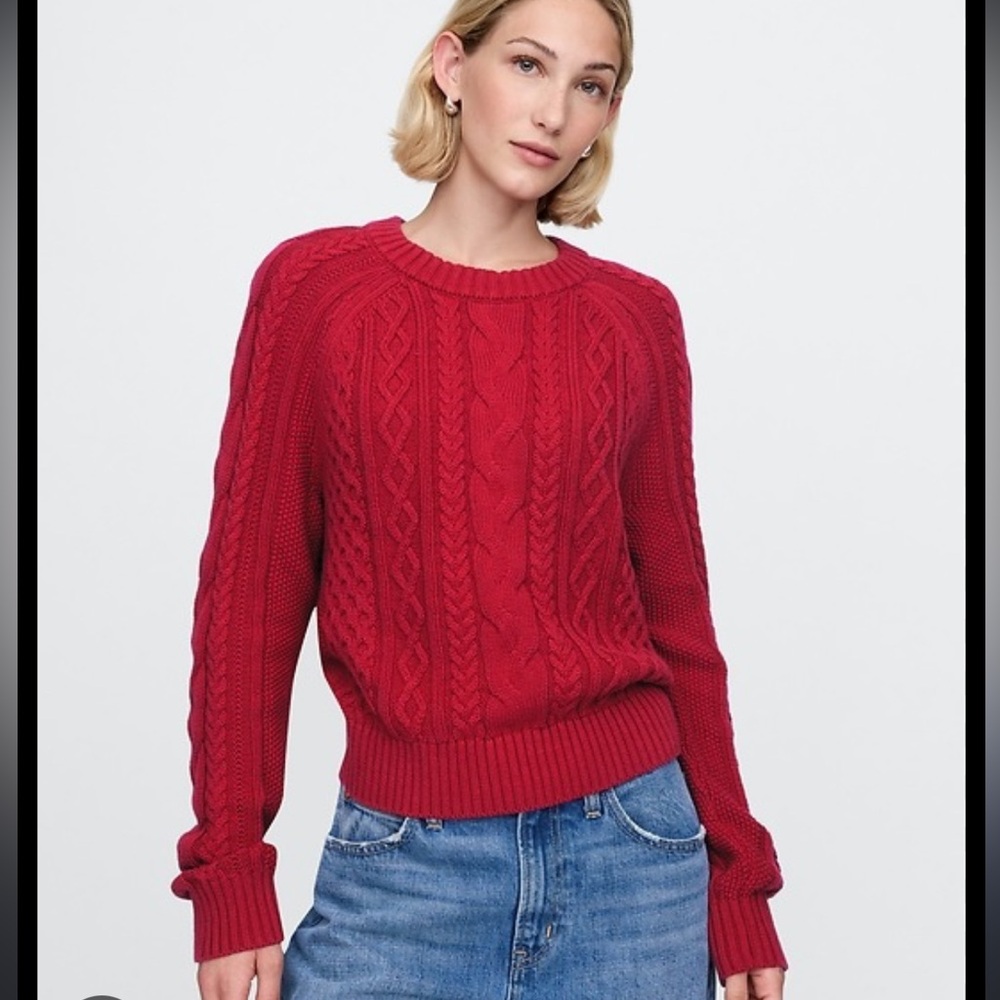 Gal Red Cable Knit Sweater 100% cotton